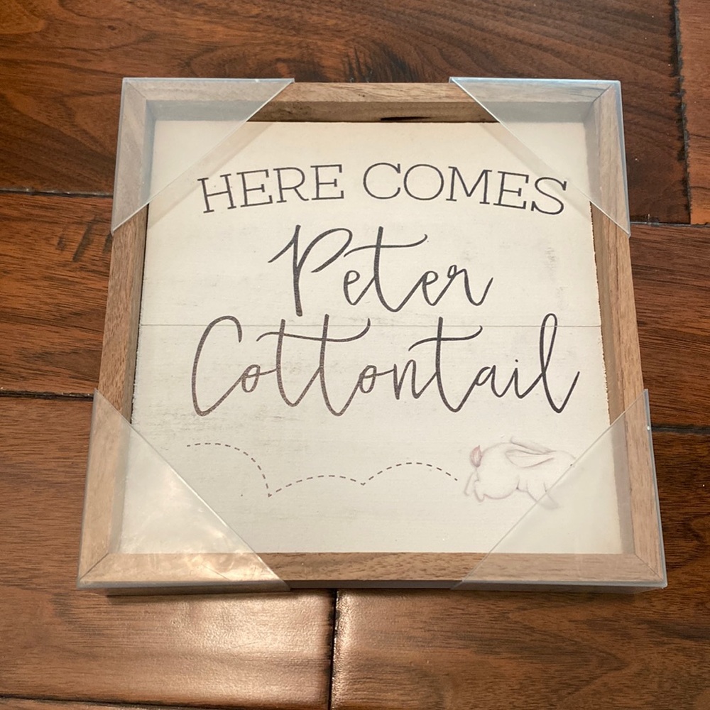 Easter Here Comes Peter Cottontail Wood Sign